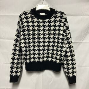H&M Wool Blend Pullover Knit Chunky Black & White Sweater Size XS